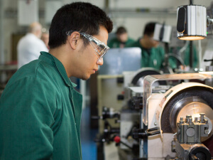 Enginering Student working in a workshop