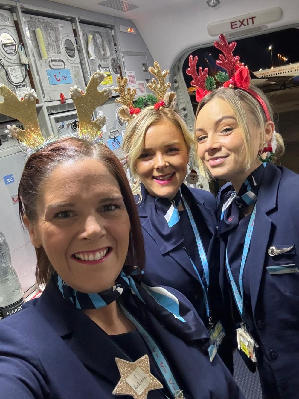 Emily and cabin crew 