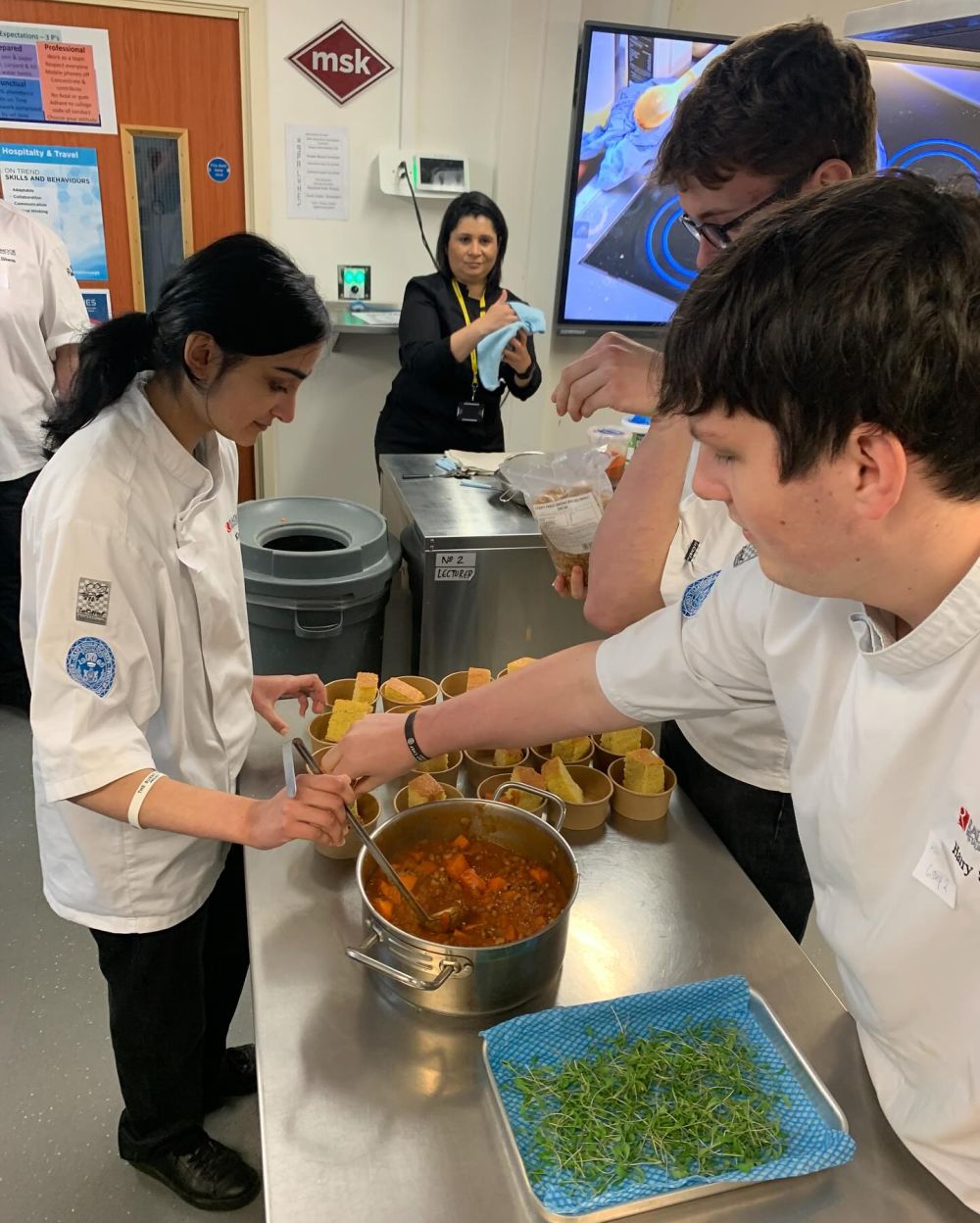 Chef students in the kitchen