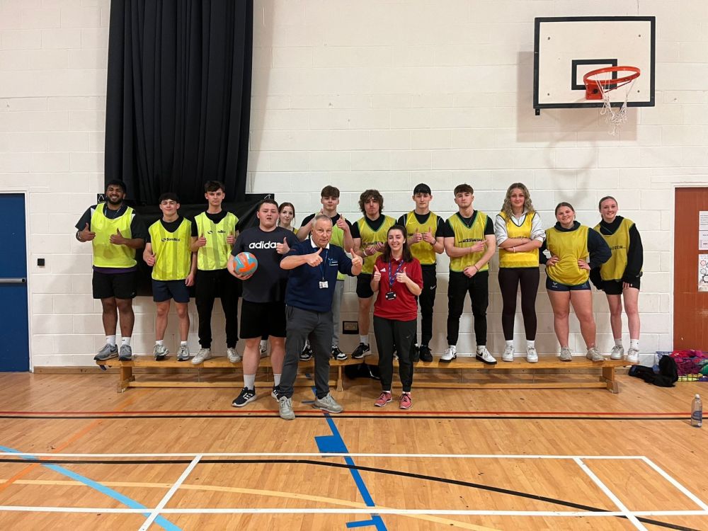 Students lining up for dodgeball at the Sportathon