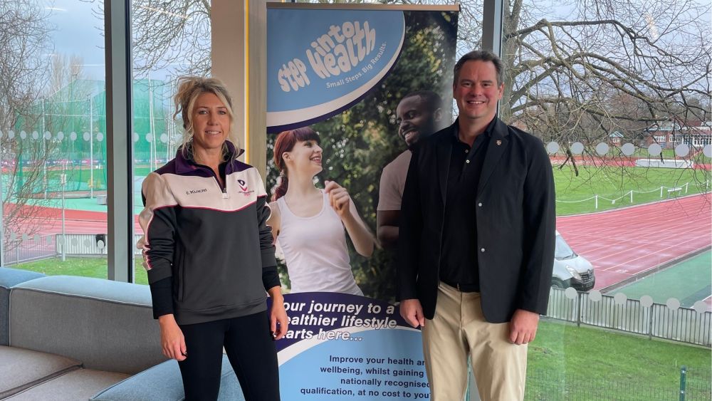 Lisa Thorpe, Coordinator of the Step into Health programme and David Fletcher, Associate Pro-Vice Chancellor at Loughborough University