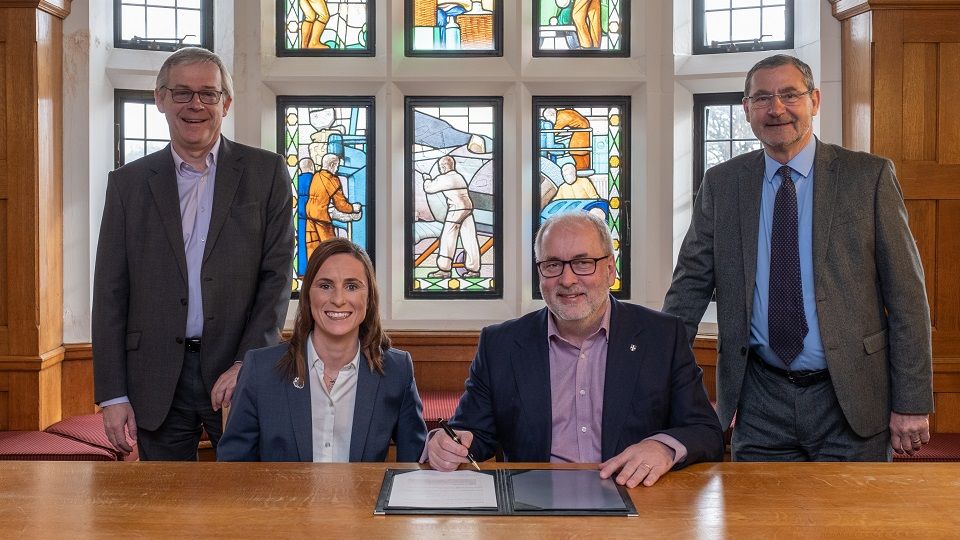 Pictured from the left: University Deputy Vice-Chancellor, Professor Chris Linton; Chief Executive and Principal at Loughborough College, Jo Maher; University Vice-Chancellor, Professor Nick Jennings; and Chair of the College Governors, Stuart Lindeman.