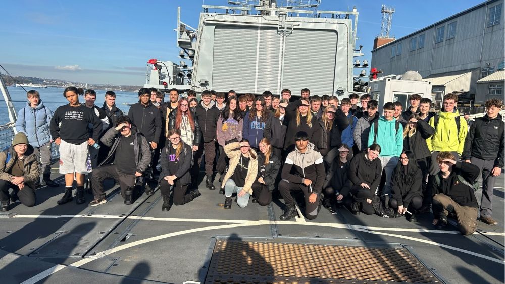 Students aboard the HMS St Albans